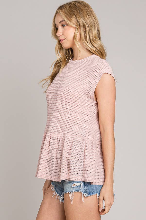 Short Dolman Sleeve Peplum Knit Top