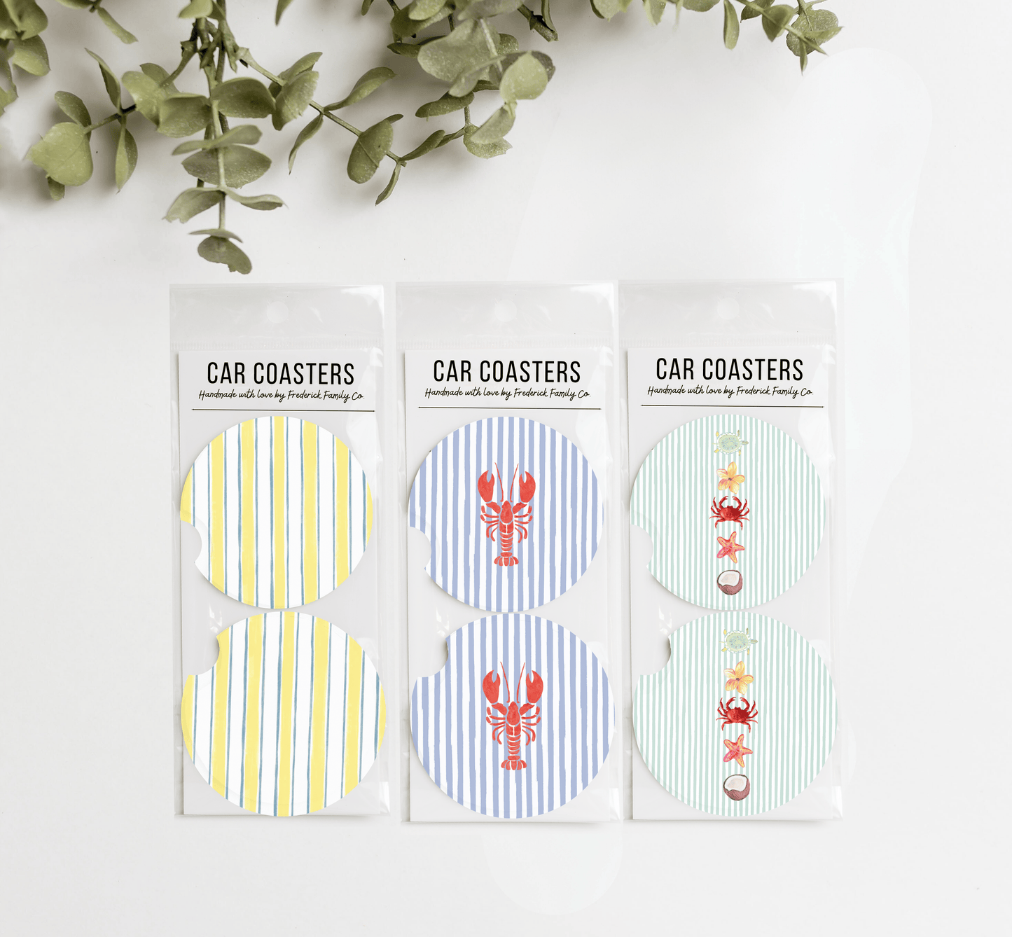 Summer Car Coasters Set of 2 – Absorbent Neoprene Cup Holder Coasters for Cars, Trucks & SUVs