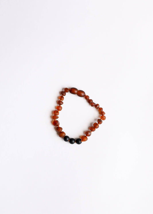 Raw Cognac Amber + Shungite || Anklet or Bracelet