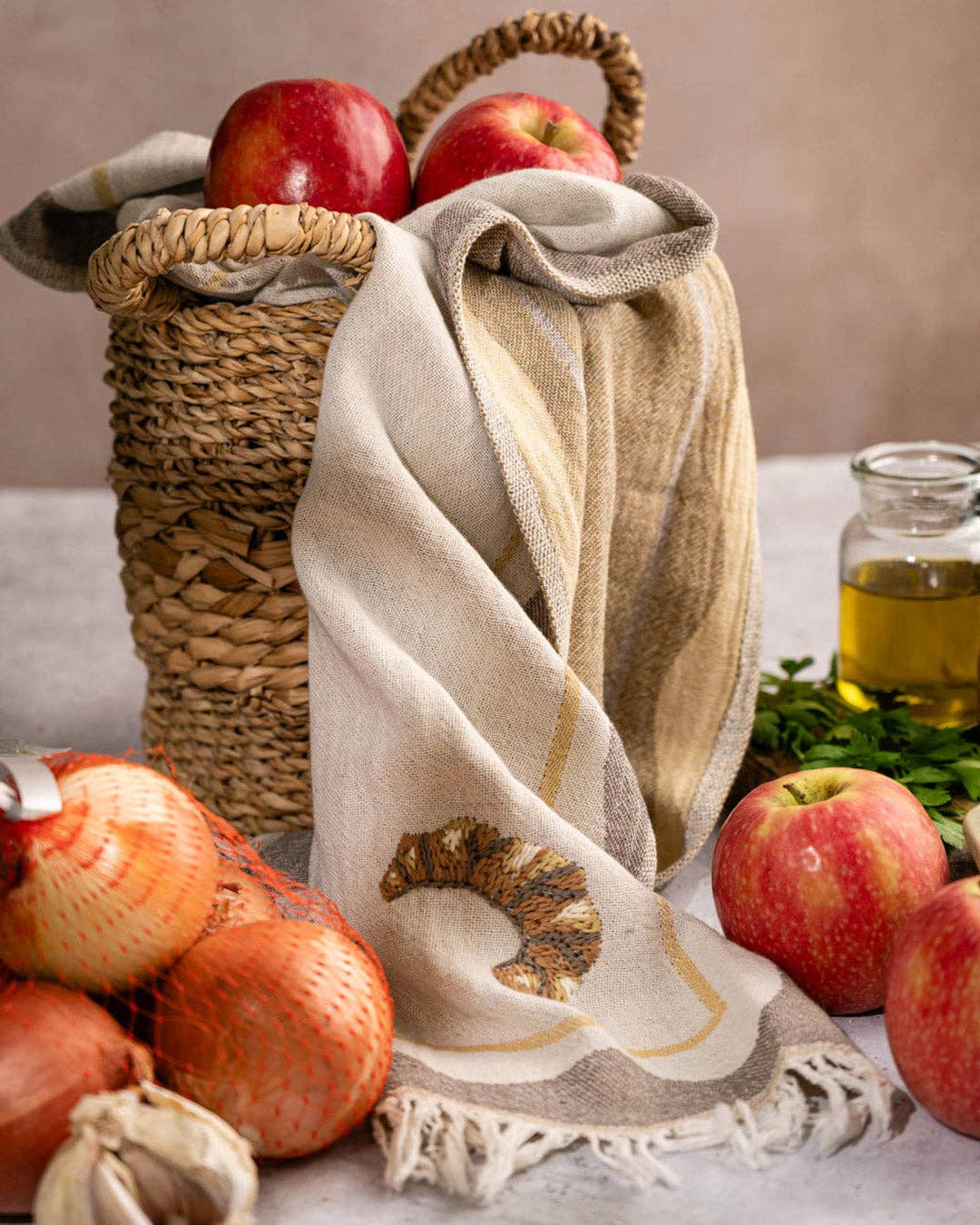 Croissant Hand-Stitched Tea Towel Set