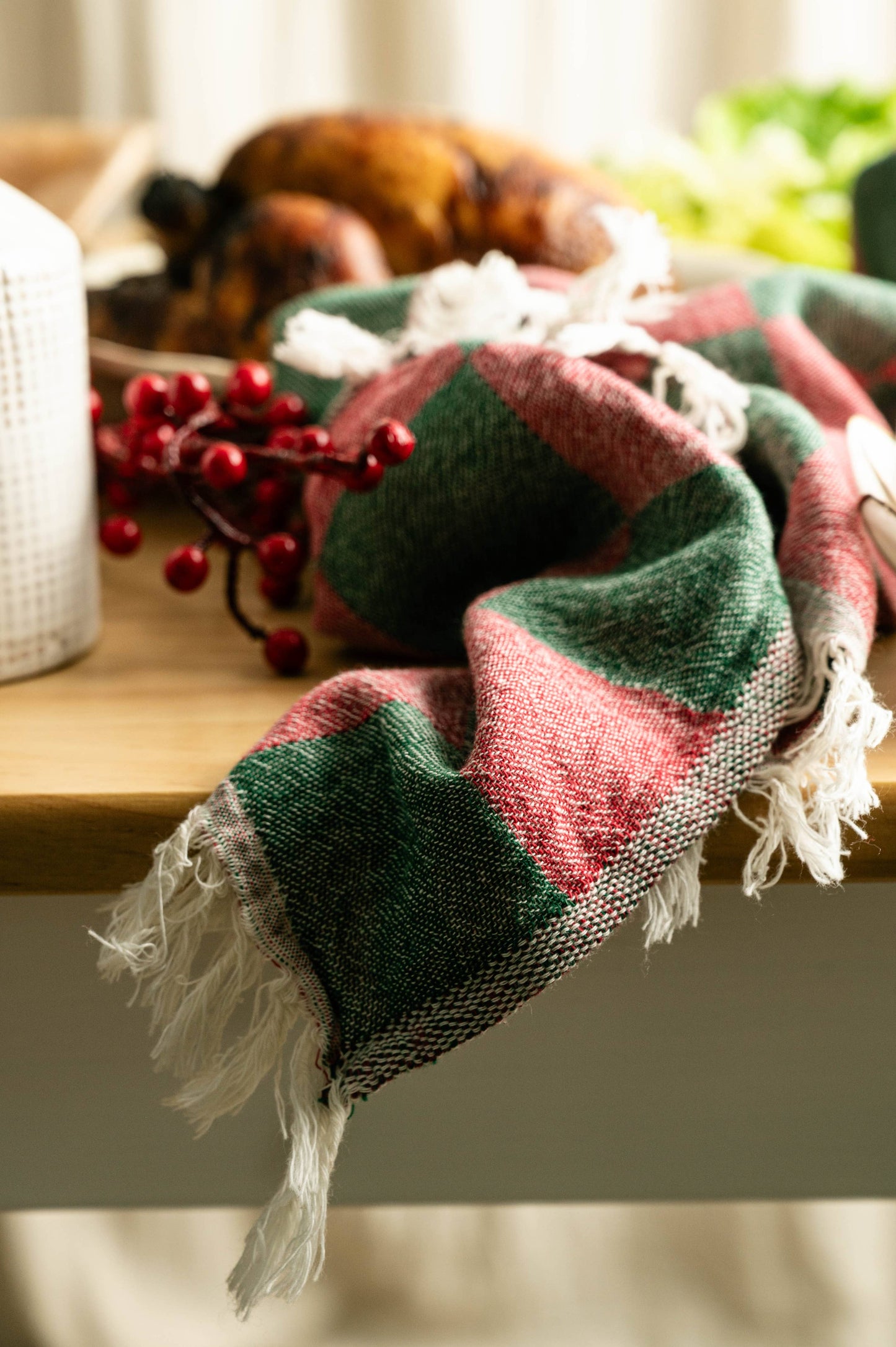 Holly Hand-Stitched Tea Towel Set