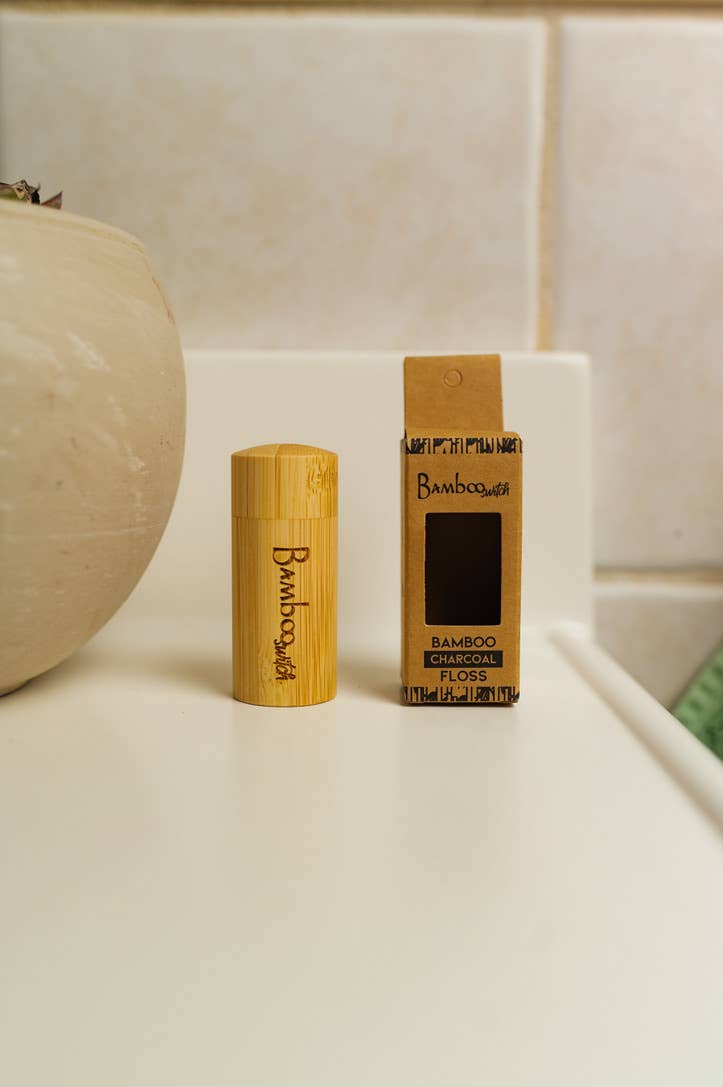 Bamboo Charcoal Floss + Bamboo Refill Dispenser