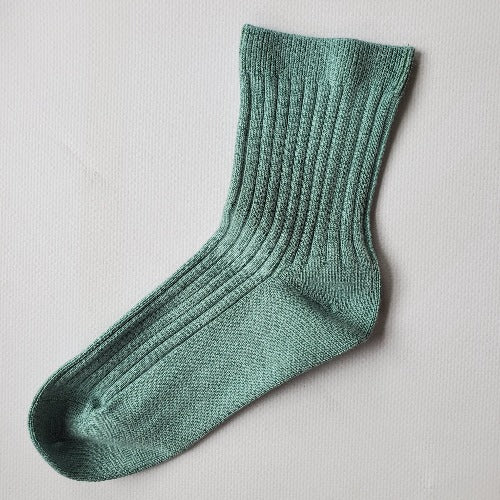 Green Knee High Socks for Kids - Ribbed Organic Soft Cotton