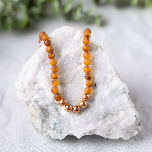 Adults | Pure Copper + Raw Cognac Amber Necklace