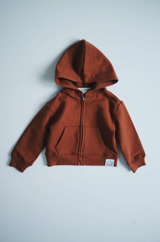 Organic cotton zip up hoodie / Rust