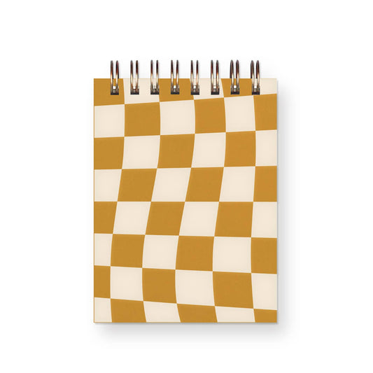 Checkerboard Mini Jotter Notebook: Saffron Cover | White Ink