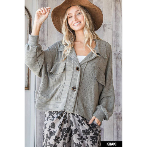 Taupe Cropped Shacket