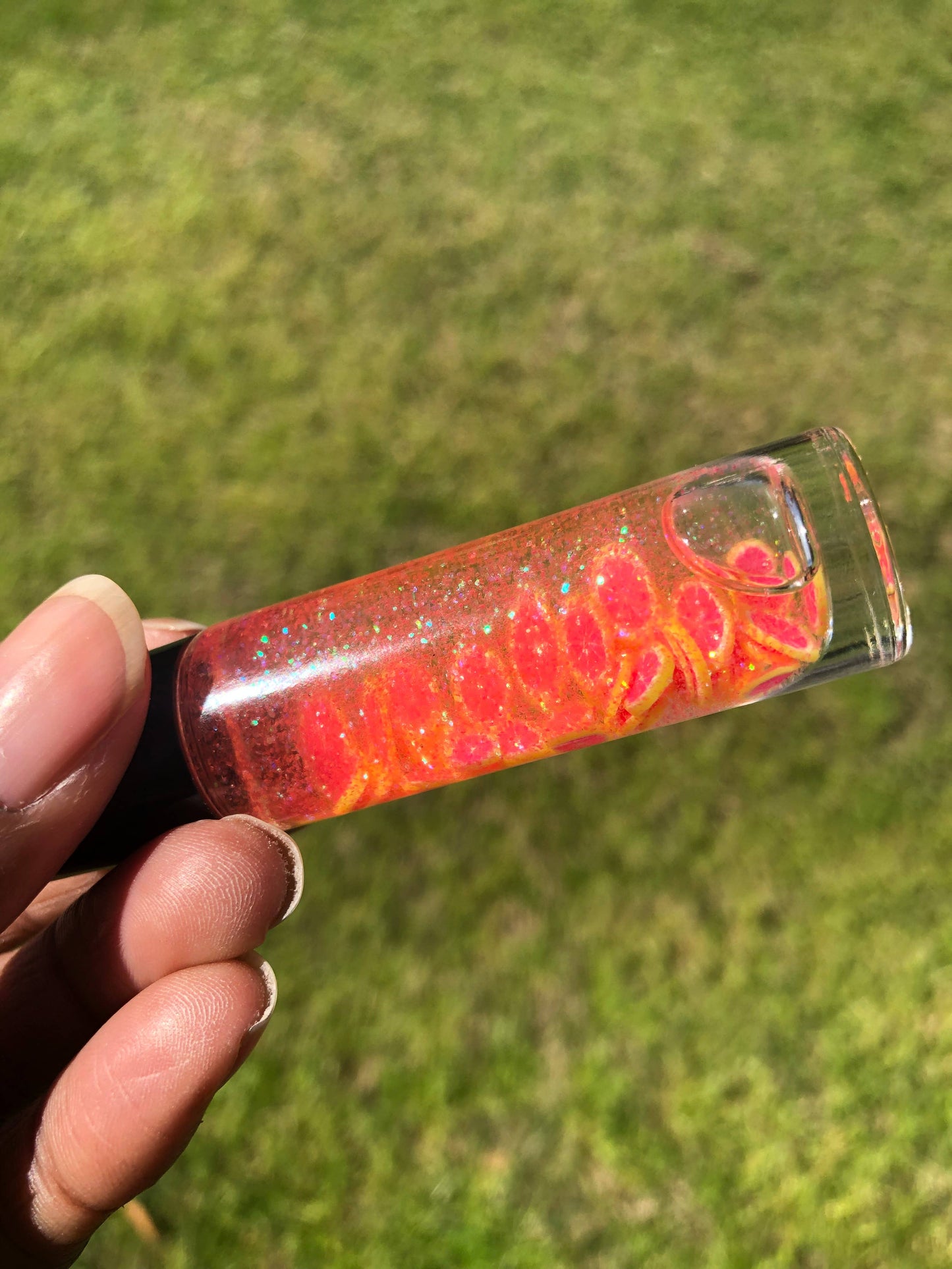 Juicy Fruit Lip Oil: Red Glitter / Strawberry Juicy Fruit