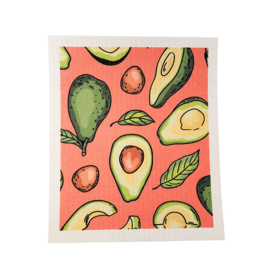 Coral Patterned Avocado Swedish Dishcloths - Sponge Cloths