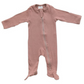 Dusty Rose Organic Cotton Ribbed Zipper One Piece