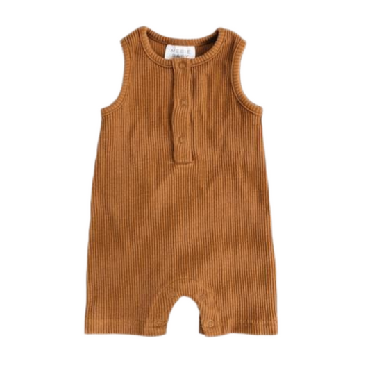 Mebie Baby - Organic Cotton Ribbed Zipper One Piece short romper 