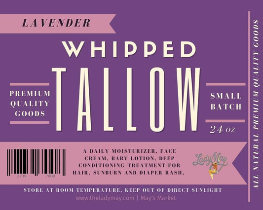 Lavender Whipped Tallow, 24oz, All Natural