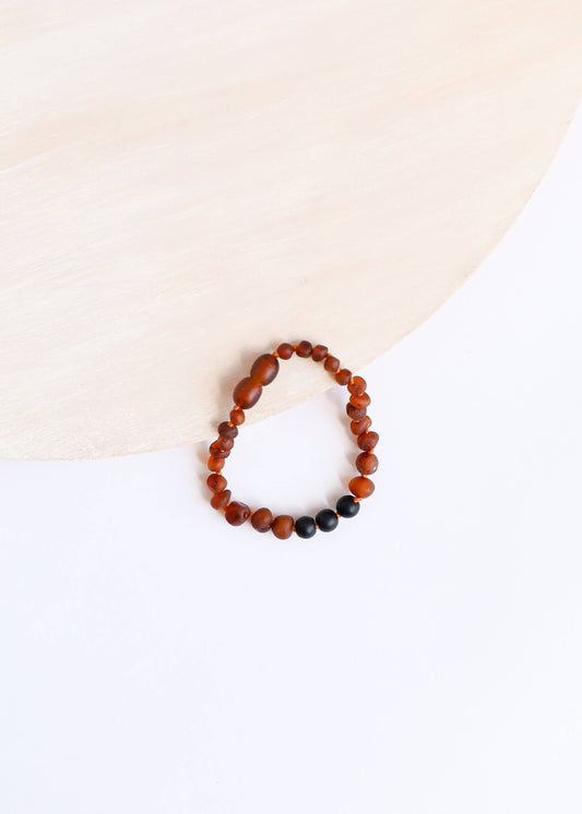 Raw Cognac Amber + Shungite || Anklet or Bracelet