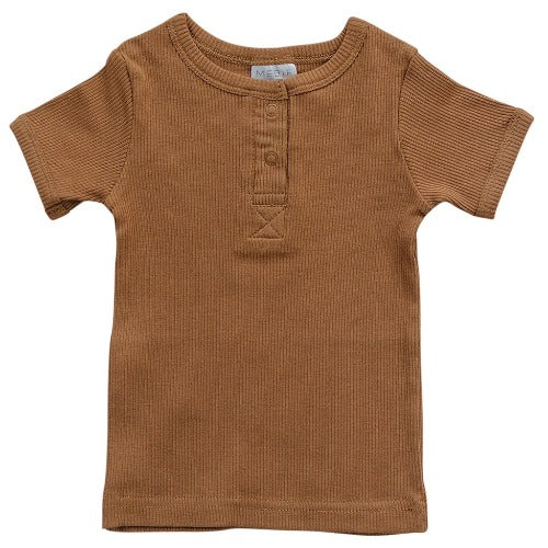 Mustard Organic Cotton Ribbed Short Sleeve Shirt